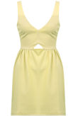 Yellow Cut Out Front Textured Skater Dress