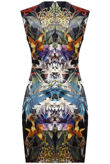 Black Contrast Floral Print Bodycon Dress
