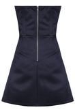 Navy Front Pleated Detail Side Pocketed Bandeau Dress