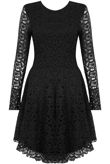 Black Lace Detail Back Zip Up Skater Dress