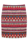 Burgundy Wavy Print Back Zip Up Knitted Skirts