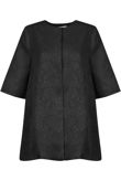 Black Floral Detail Swing Button Up Coat