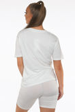 Lips Print Round Neck White Tees & Shorts Set
