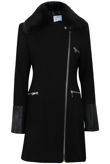 Black faux Fur Collar Biker Coat 