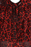 Red Leopard Print Ruffles Trim Shirt