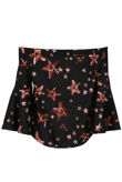 Black Contrast Star Print Bell Sleeve Tops
