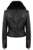 Black Detachable Fur Collar PU Biker Jacket