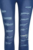 Mid Blue Skinny High Waisted Slashed Jeans