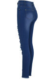 Mid Blue Skinny High Waisted Slashed Jeans