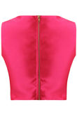 Cross Front Satin Crop Top In Fuchsia