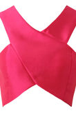 Cross Front Satin Crop Top In Fuchsia