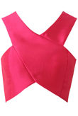 Cross Front Satin Crop Top In Fuchsia