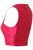 Cross Front Satin Crop Top In Fuchsia