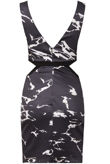 Black Marble Print Side Cut Out Bodycon Dress