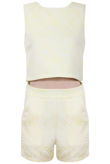 Yellow Embossed Crop Top & Shorts