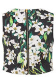 Black Floral Printed Tailored Crop Top