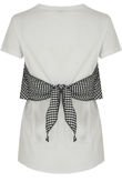 White Contrast Gingham Back Tie Up Tees