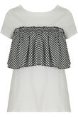 White Contrast Gingham Back Tie Up Tees