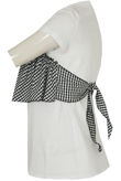 White Contrast Gingham Back Tie Up Tees