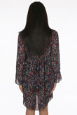 Navy Chiffon Floral Print Front Knotted Mini Dress