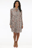Beige Chiffon Floral Print Front Knotted Mini Dress
