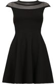 Black Block Colour Netted Side Zip Up Flared Dress