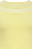 Yellow Block Colour Netted Side Zip Up Flared Dress