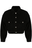 Black Denim Cropped Button Up Jacket