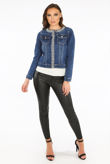 Pearls & Stones Trim Dark Denim Jacket