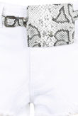 White Denim Ripped With Reptile Print Belted Shorts