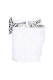White Denim Ripped With Reptile Print Belted Shorts