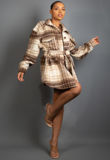 Taupe Belted Chunky Shackets In Check