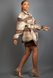 Taupe Belted Chunky Shackets In Check