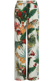 White Tropical Front Tie Up Palazzo Trouser