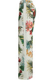 White Tropical Front Tie Up Palazzo Trouser