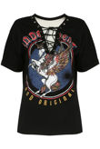Black Unicorn Printed Lace Up Tee