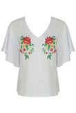 White Floral Embroidered T-shirt
