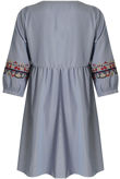 Blue Striped Embroidery Shift Dress