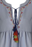 Blue Striped Embroidery Shift Dress