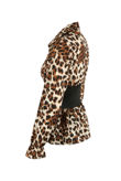 Beige Leopard Print Banded Waist Peplum Blouse