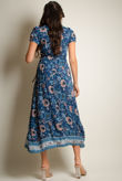 Blue Vintage Floral Print Wrap Maxi Dress