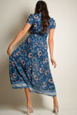 Blue Vintage Floral Print Wrap Maxi Dress