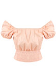 Rose Ruched Shirred Bardot Blouse