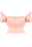 Rose Ruched Shirred Bardot Blouse