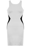 Cream and Black Illusion Slimming Contrast Bodycon Dress