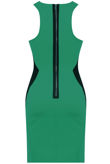 Green and Black Side Slimming Illusion Contrast Bodycon Dress