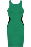 Green and Black Side Slimming Illusion Contrast Bodycon Dress