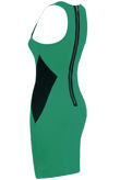 Green and Black Side Slimming Illusion Contrast Bodycon Dress
