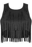Black Fringe Crop Top