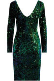 Green Sequin Detail Open Back Bodycon Dress